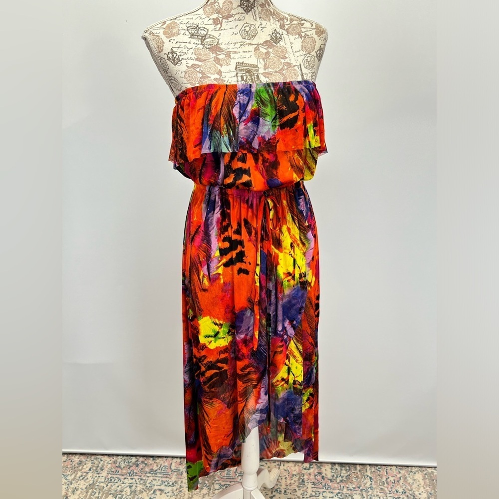 Strapless Cynthia Rowley multi color summer dress size Small‎